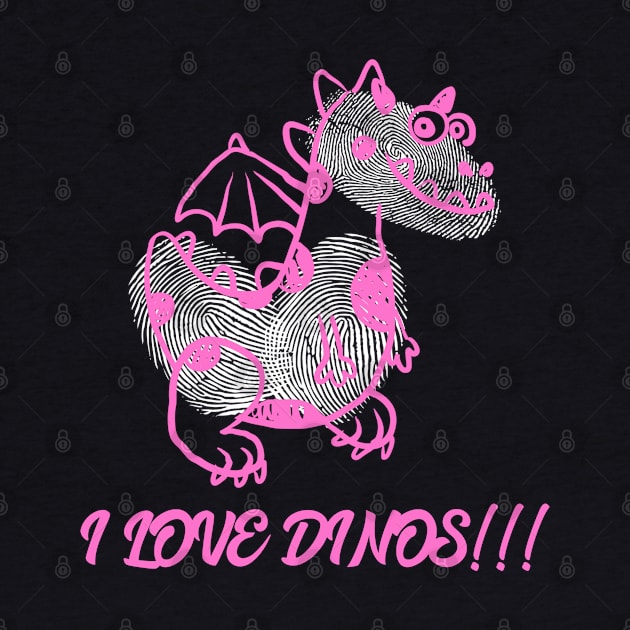 I Love Dinos Funny Cute Fingerprint Dinosaur by BuddyandPrecious